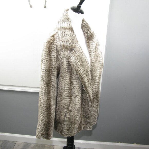 Karen Kane White/Brown Faux Fur Lined Blazer/Jacket Size Medium - Picture 5 of 6
